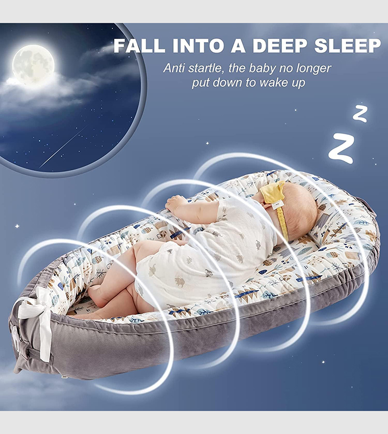 Soft Breathable Fiberfill Newborn Lounger Bed - Galaxy Grey