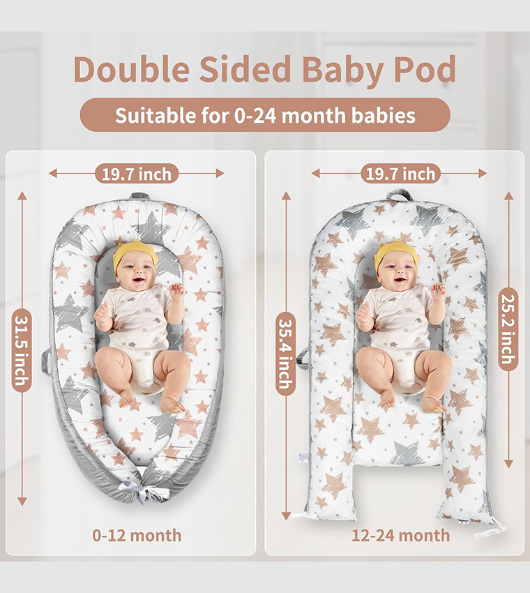 Soft Breathable Fiberfill Newborn Lounger Bed - Galaxy Grey