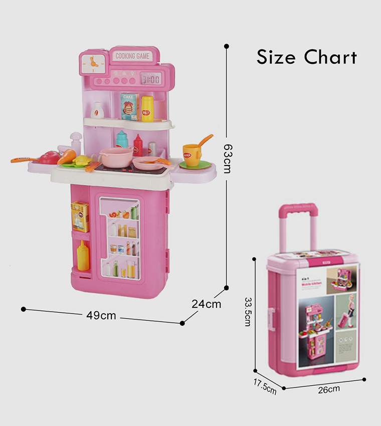 Role Play Chef/Kitchen/Restaurant Toy Set Luggage Case (41 Pcs) Inbuilt Light & Sound 4-In-1 Mode