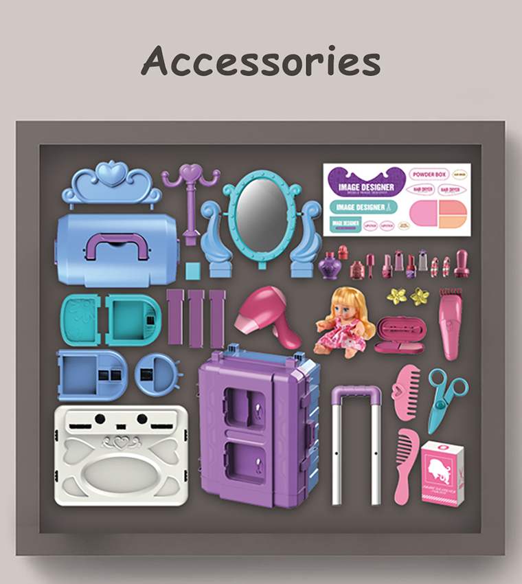 Role Play Beautician/Salon/Beauty Parlour Toy Set Luggage Case (39 Pcs) With Doll 3-In-1 Mode