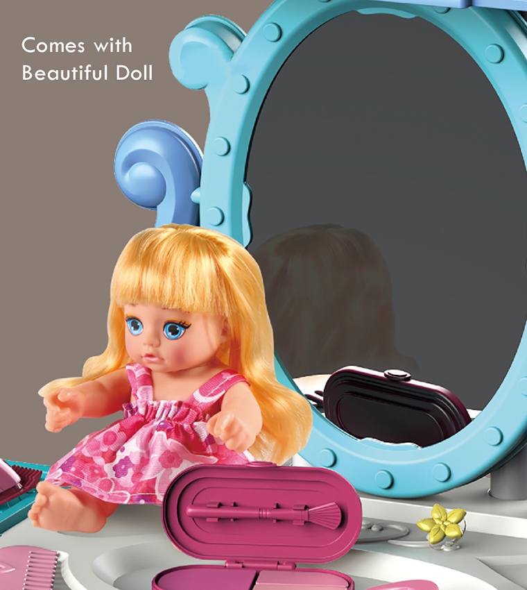 Role Play Beautician/Salon/Beauty Parlour Toy Set Luggage Case (39 Pcs) With Doll 3-In-1 Mode
