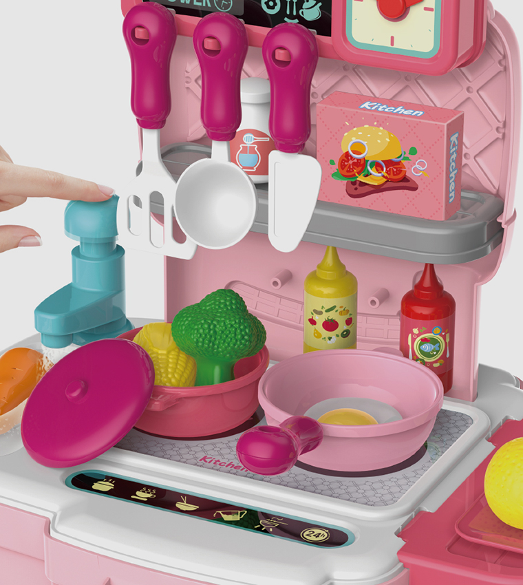 Role Play Chef/Kitchen/Restaurant Toy Set School Bag (34 Pcs) 2-In-1 Mode