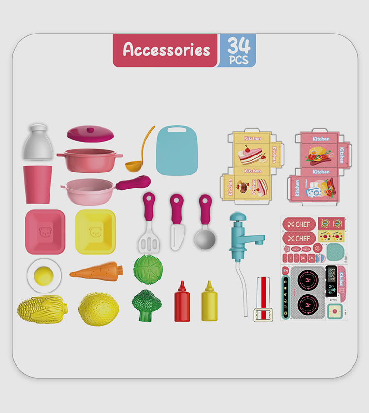 Role Play Chef/Kitchen/Restaurant Toy Set School Bag (34 Pcs) 2-In-1 Mode
