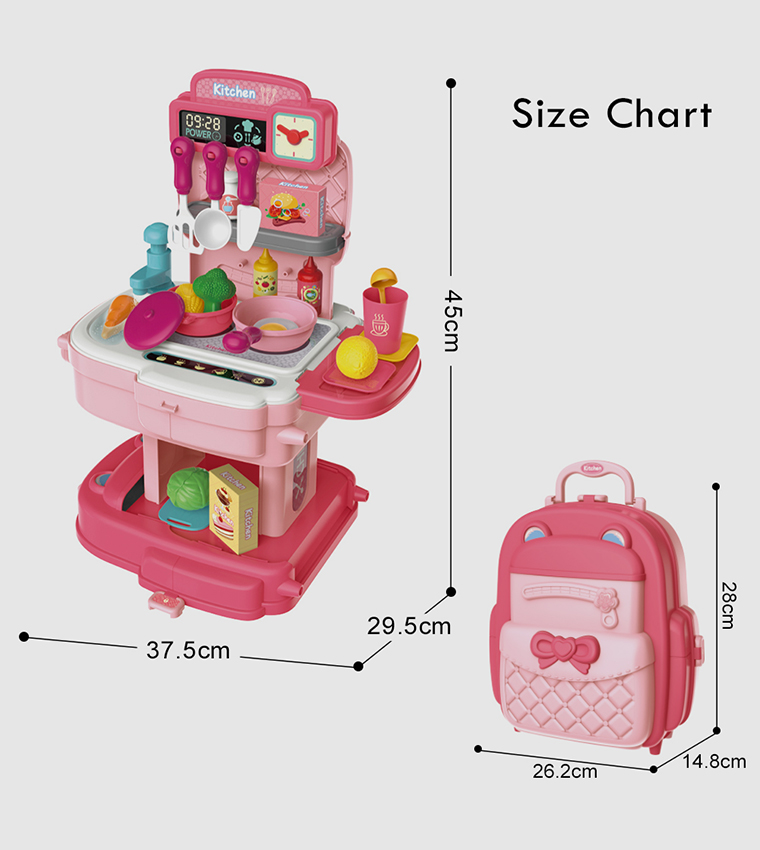 Role Play Chef/Kitchen/Restaurant Toy Set School Bag (34 Pcs) 2-In-1 Mode