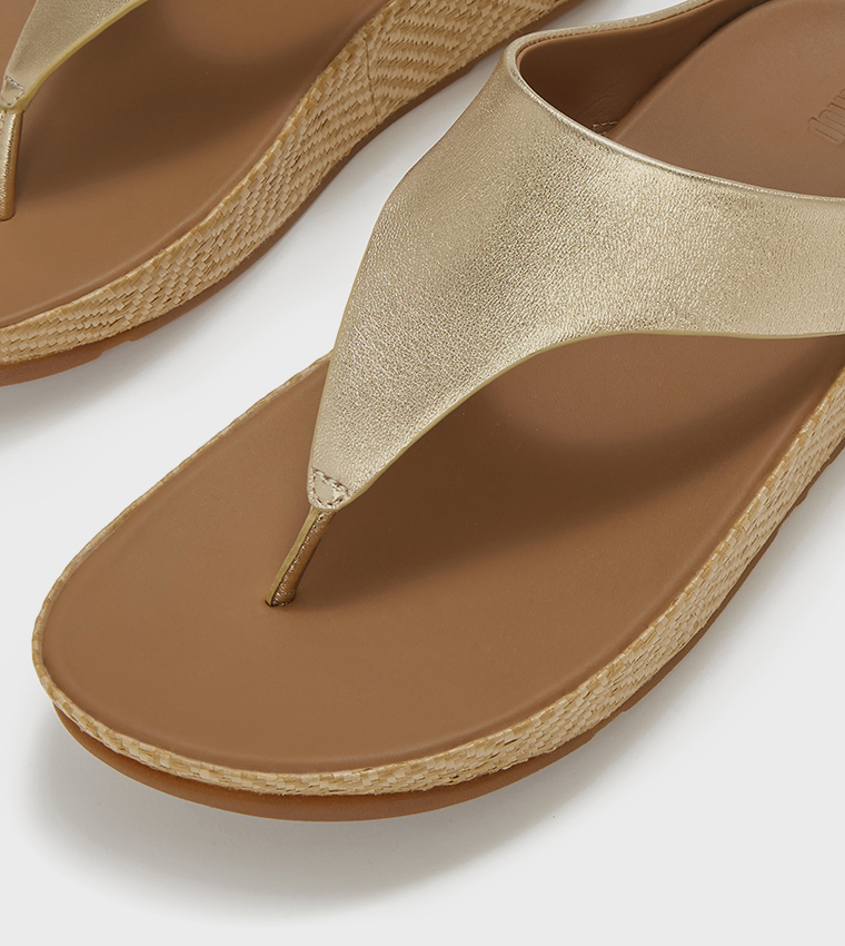 LULU LUX Graphic Weave Leather Wedge Sandals