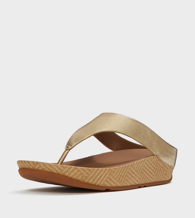 LULU LUX Graphic Weave Leather Wedge Sandals