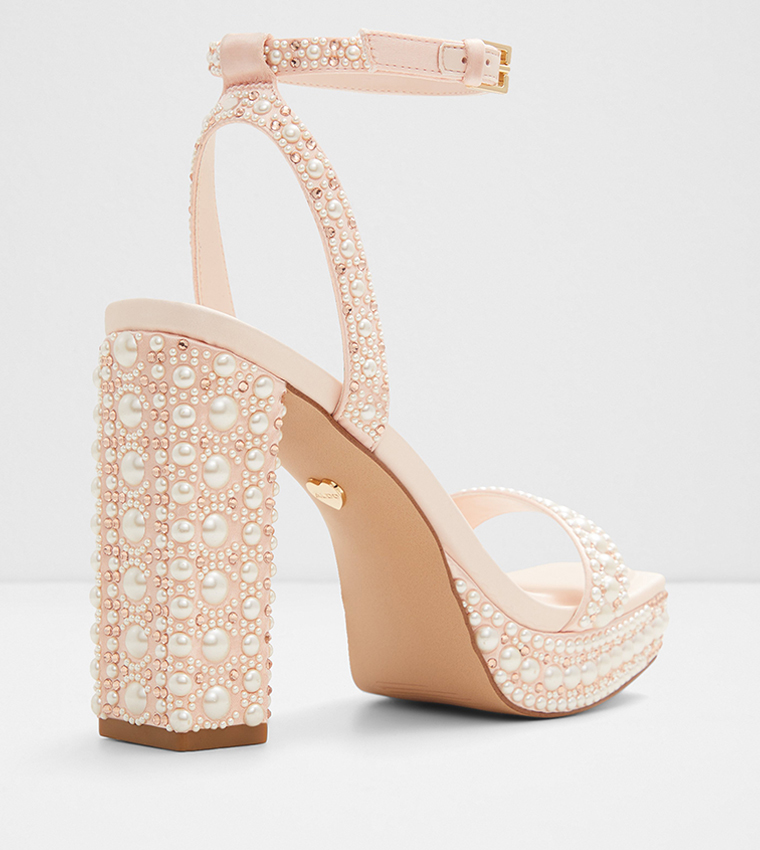 LULU Embellished Platform Sandals with Ankle Strap