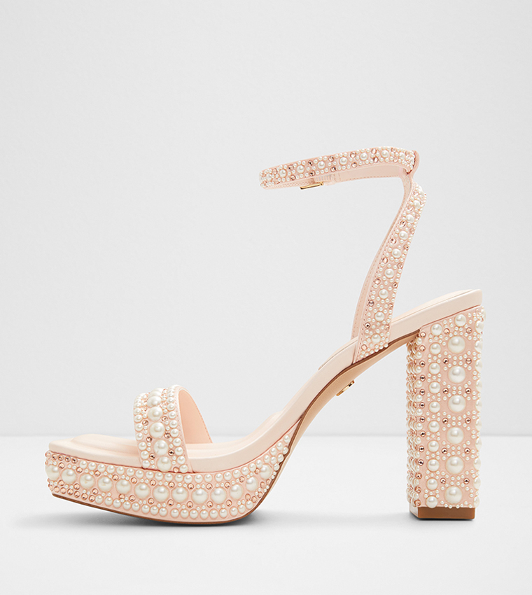 LULU Embellished Platform Sandals with Ankle Strap