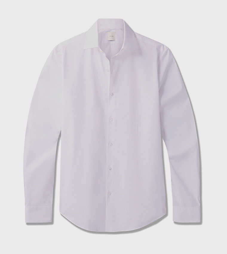 قميص سادة كم طويل بقصة ضيقة