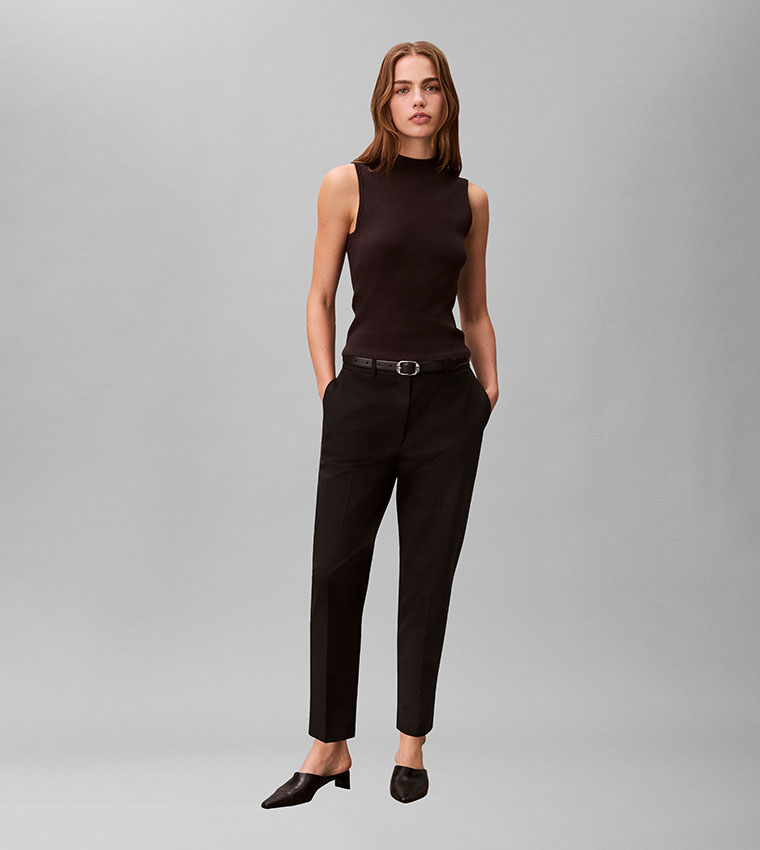 Solid Straight Fit Trousers