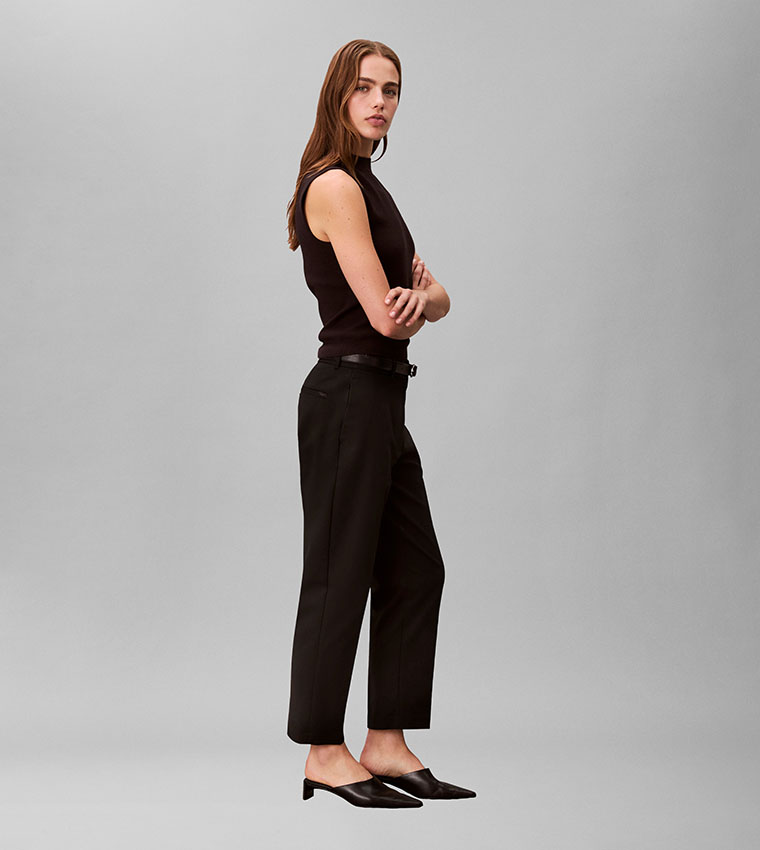 Solid Straight Fit Trousers