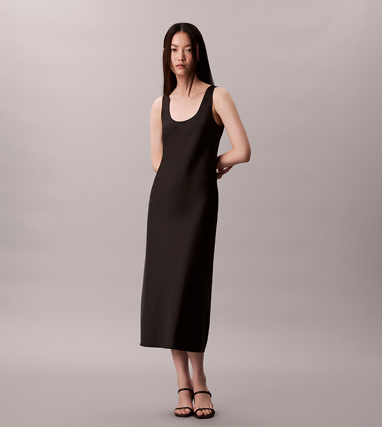 calvin klein midi slip dress CALVIN KLEIN COLLECTION Lynn draped wool crepe de chine midi dress