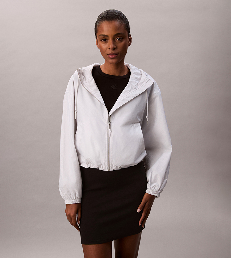 Solid Hooded Zip Through Jacket