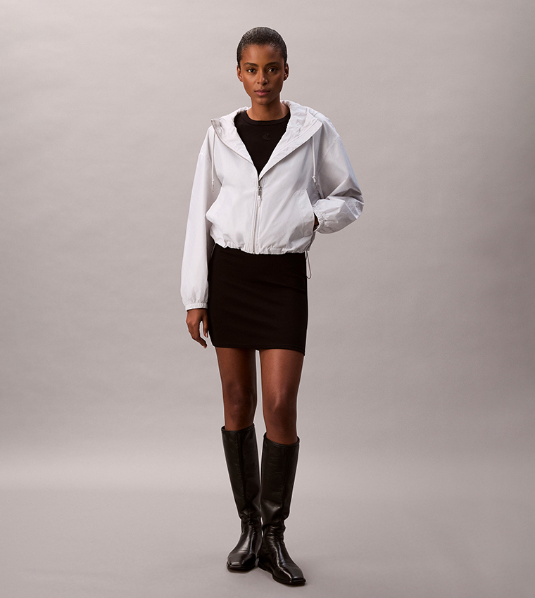 Solid Hooded Zip Through Jacket