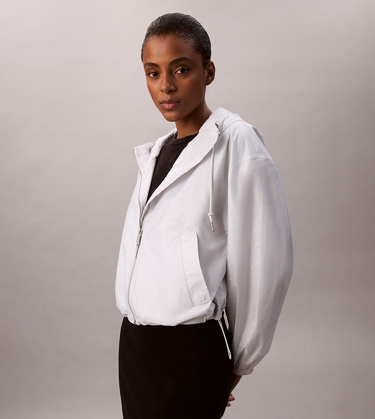 Solid Hooded Zip Through Jacket