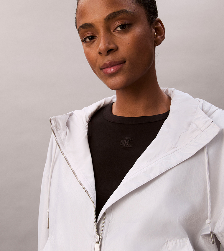 Solid Hooded Zip Through Jacket