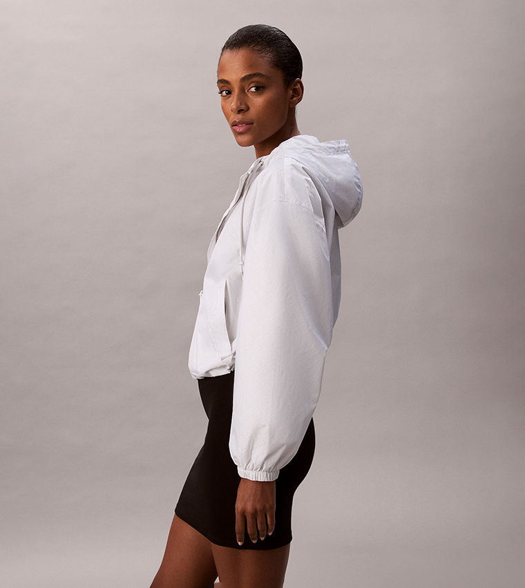 Solid Hooded Zip Through Jacket