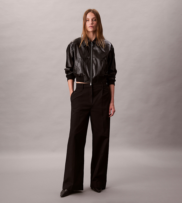 Solid Straight Fit Trousers