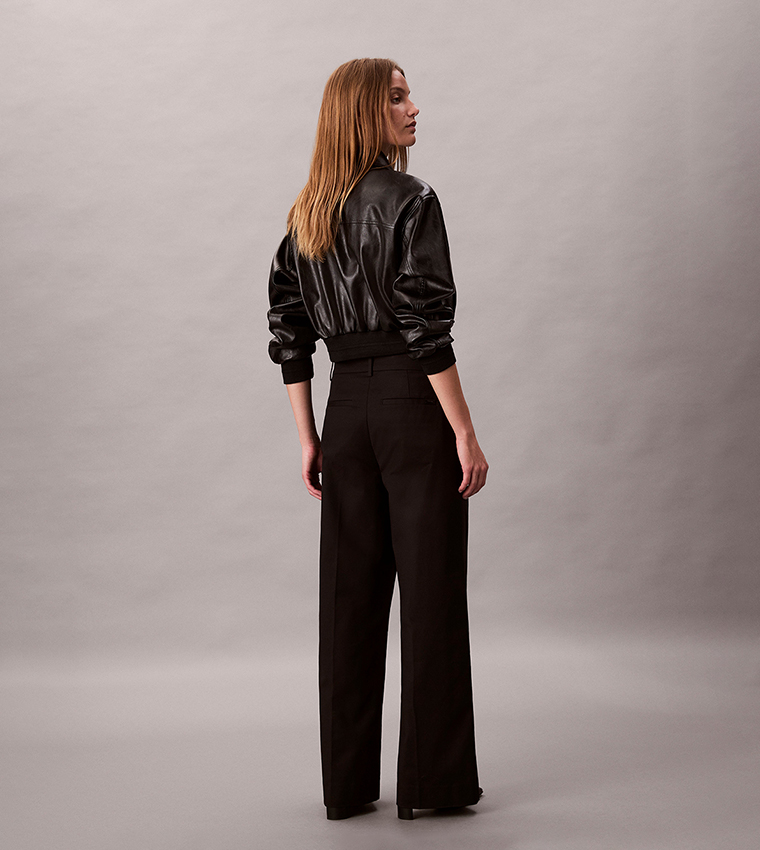 Solid Straight Fit Trousers