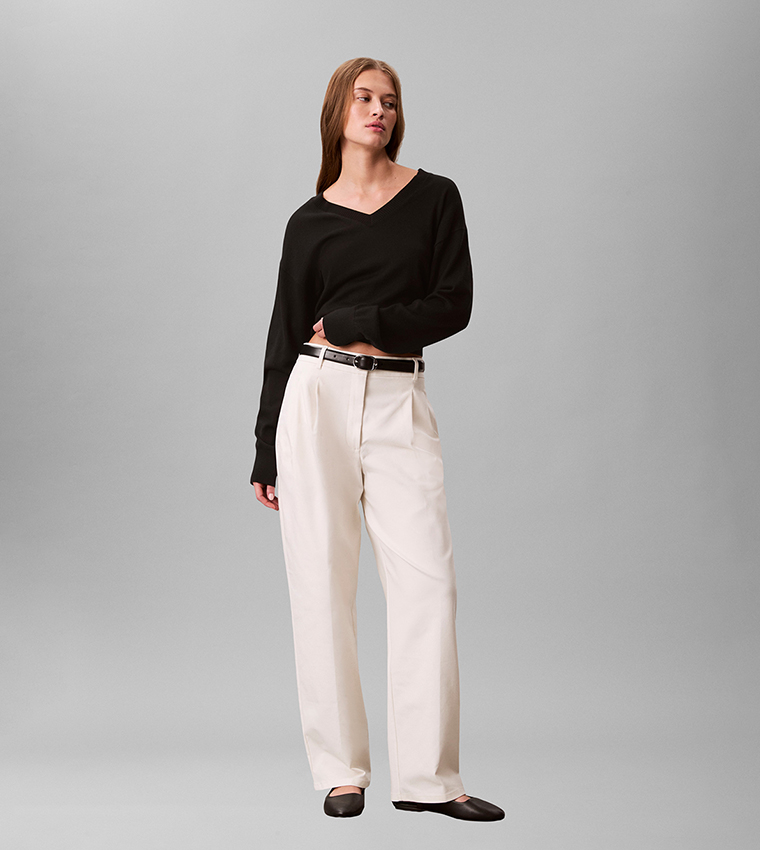 Solid Wide Leg Trousers