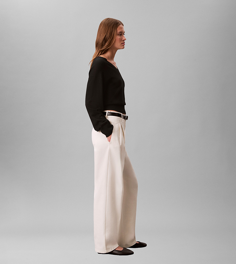 Solid Wide Leg Trousers