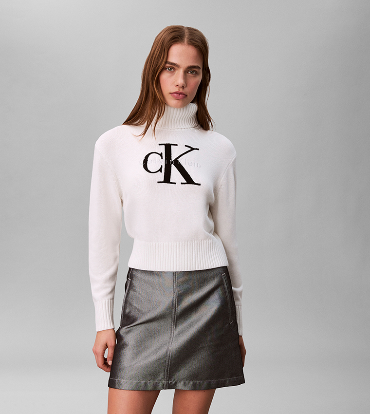 Graphic Turtleneck Sweater