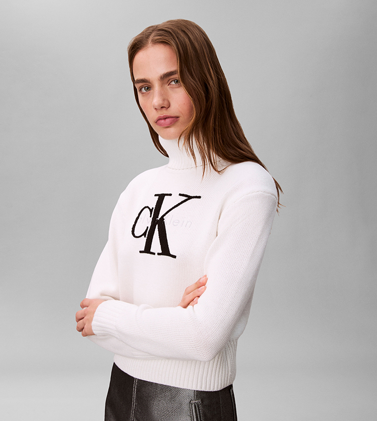 Graphic Turtleneck Sweater