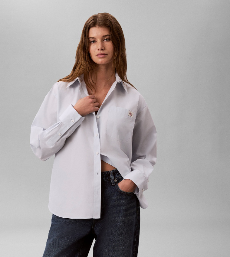 Solid Long Sleeves Oversized Shirt