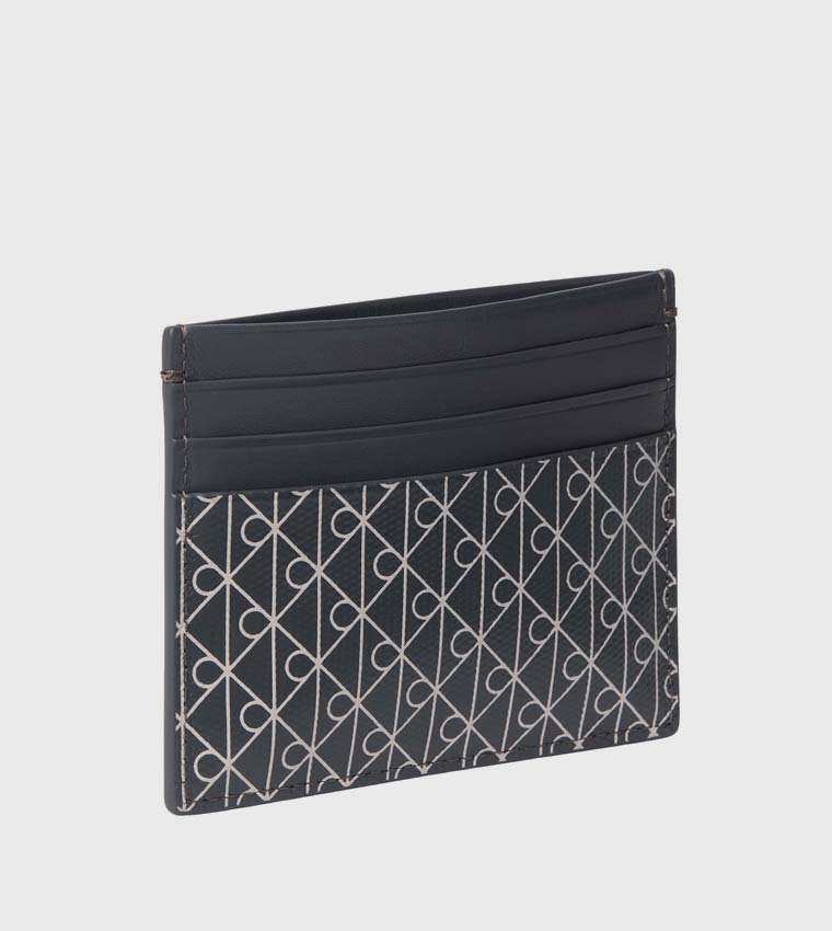 Monogram Printed Snap Button Card Holder
