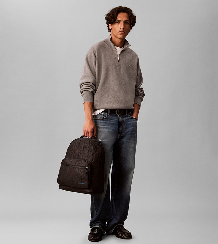 Logo Debossed Zip Backpack