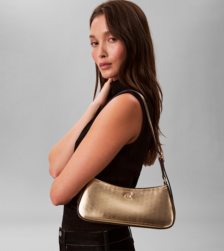 Logo Detail Metallic Shoulder Bag
