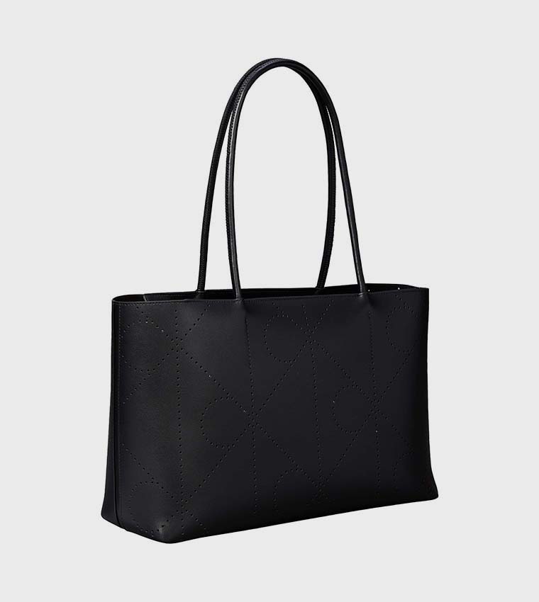 Emblem Perforated Tote Bag with Pouch
