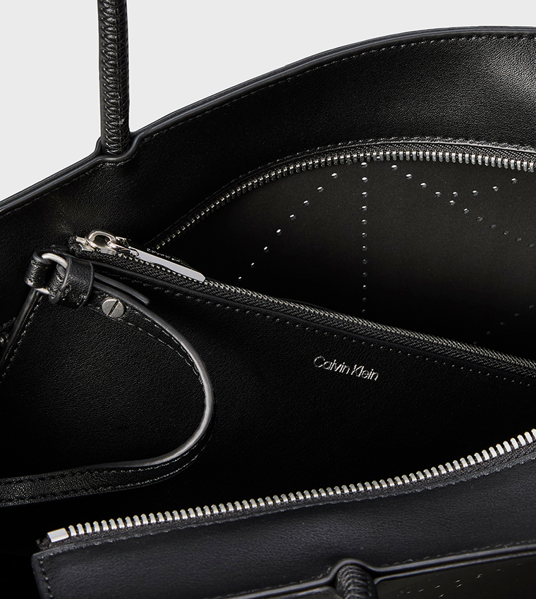 Emblem Perforated Tote Bag with Pouch