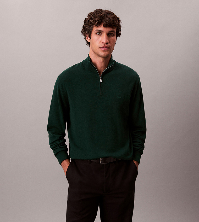 Solid High Neck Merino Sweater