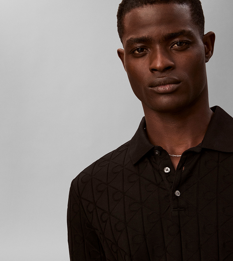 Monogram Patterned Short Sleeves Polo T-Shirt