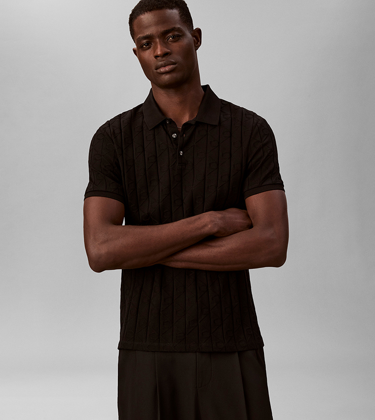 Monogram Patterned Short Sleeves Polo T-Shirt