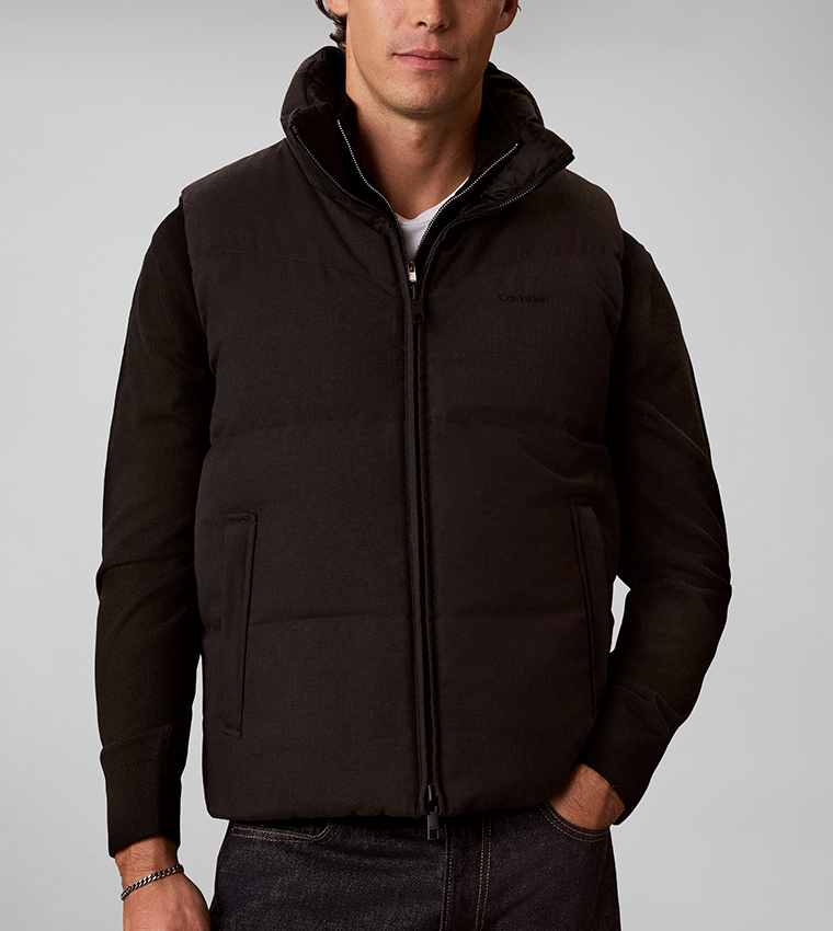 Solid Zipper Puffer Gilet