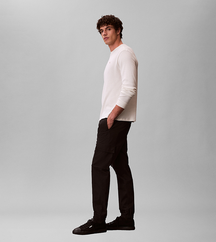 Solid Skinny Fit Cotton Cargo Joggers