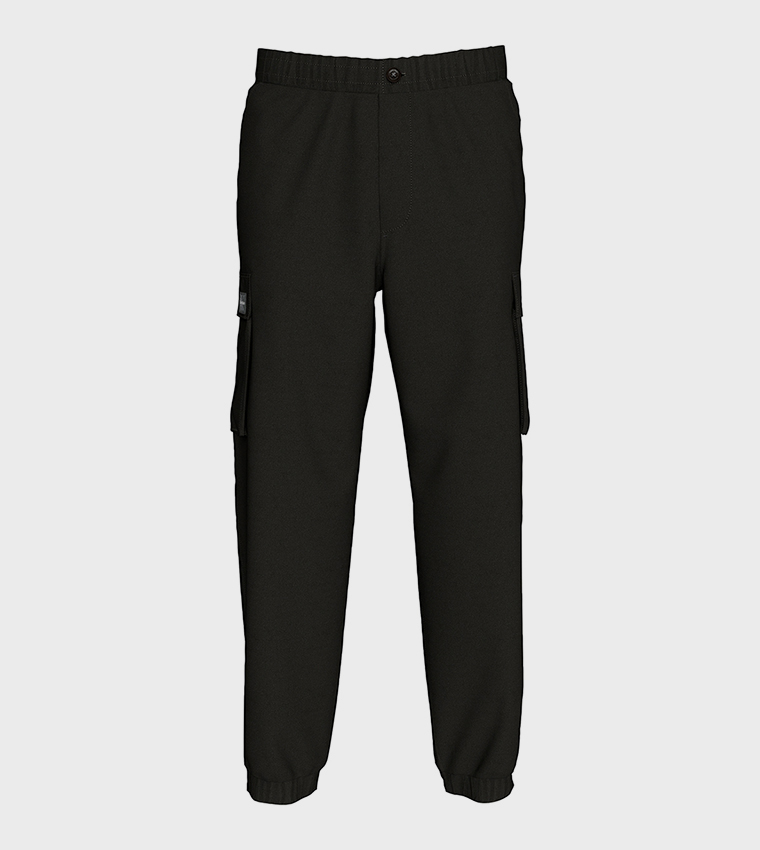 Solid Skinny Fit Cotton Cargo Joggers