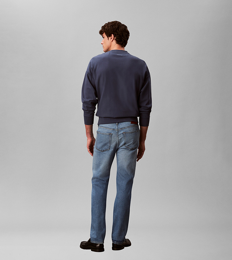 Washed Mid Rise Straight Fit Jeans