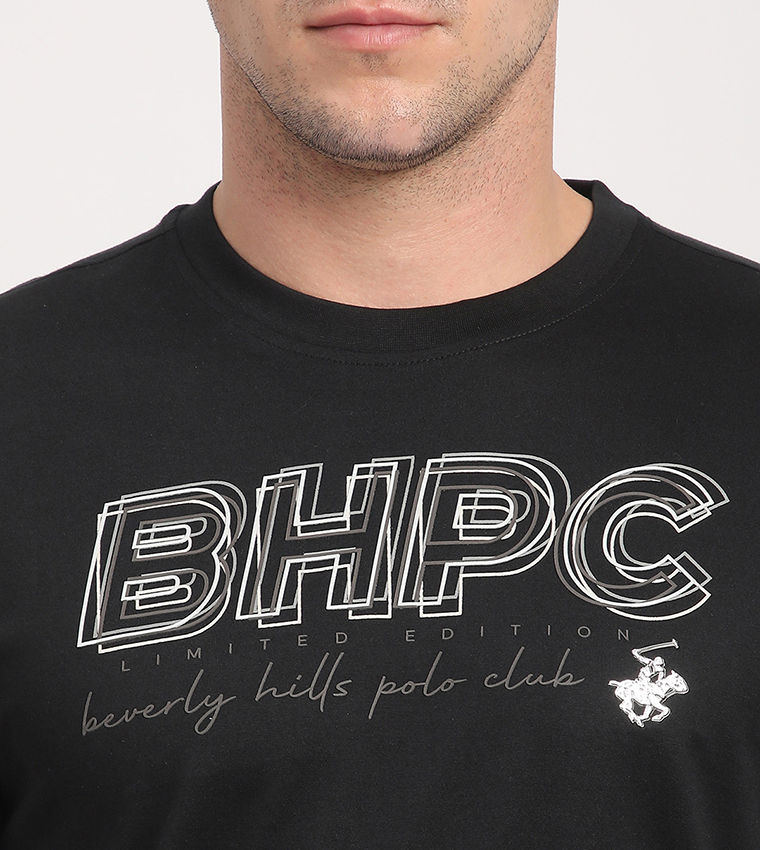 Beverly Hills Polo Club  Round Neck T-Shirts - Black Casual T-Shirts