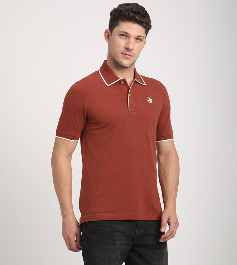 Logo Embroidered Contrast Trim Polo T-Shirt