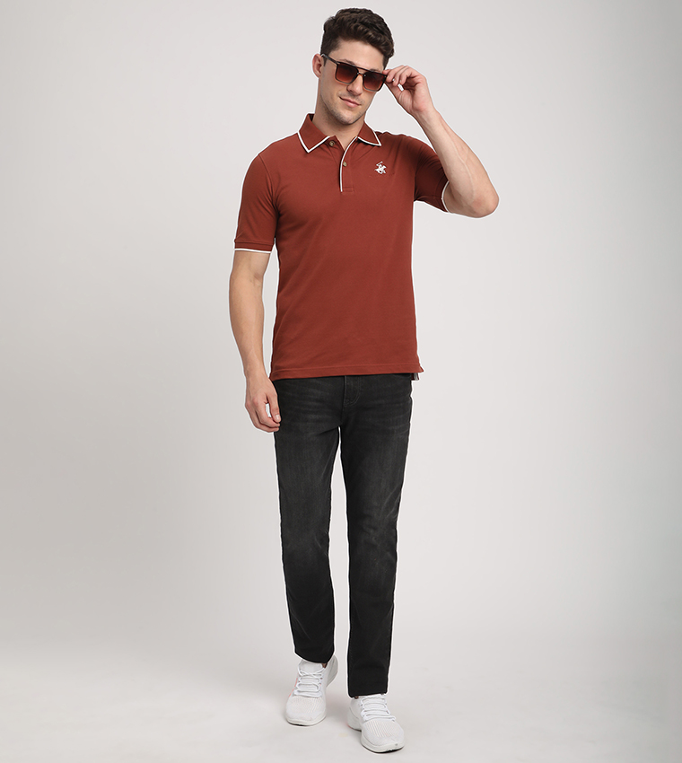 Logo Embroidered Contrast Trim Polo T-Shirt