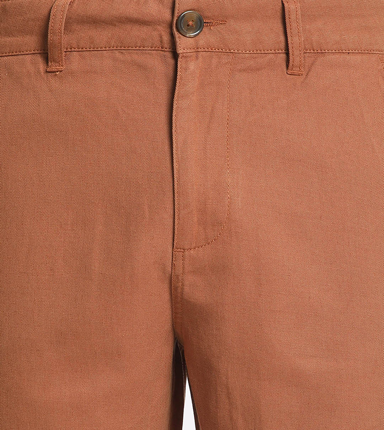 Solid Mid Rise Chino Shorts