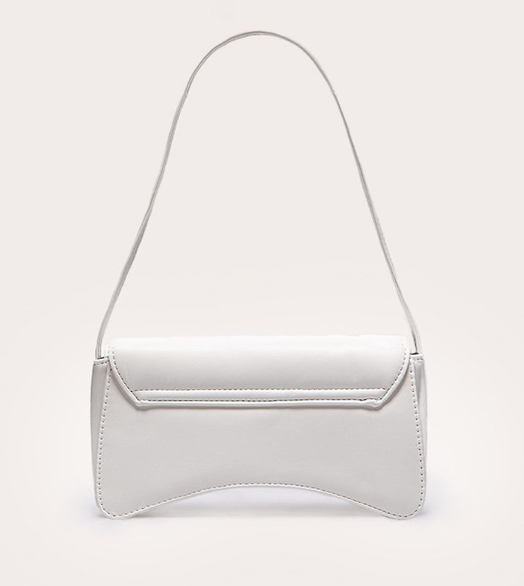 PU Flap Over Baguette Shoulder Bag