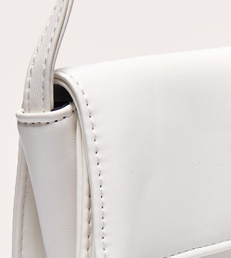 PU Flap Over Baguette Shoulder Bag