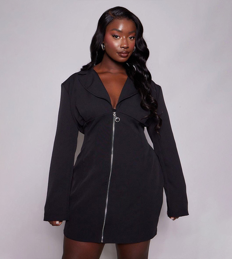 princess polly baby blue dress Kelly Plus Size Trench Coat Dress– Hello Curve main image 0