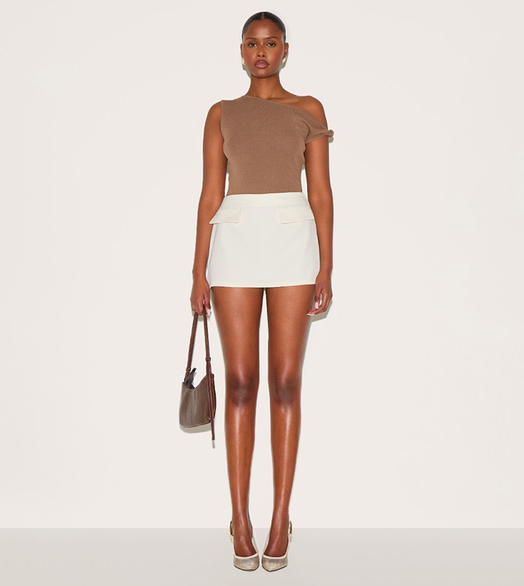 Pocket Detail Structured Tailored Mini Skirt
