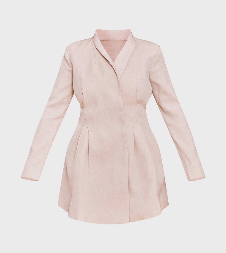 Buy PrettyLittleThing Shape Pebble Cross Over Cinched Waist Mini Blazer  Dress In Pink | 6thStreet Kuwait