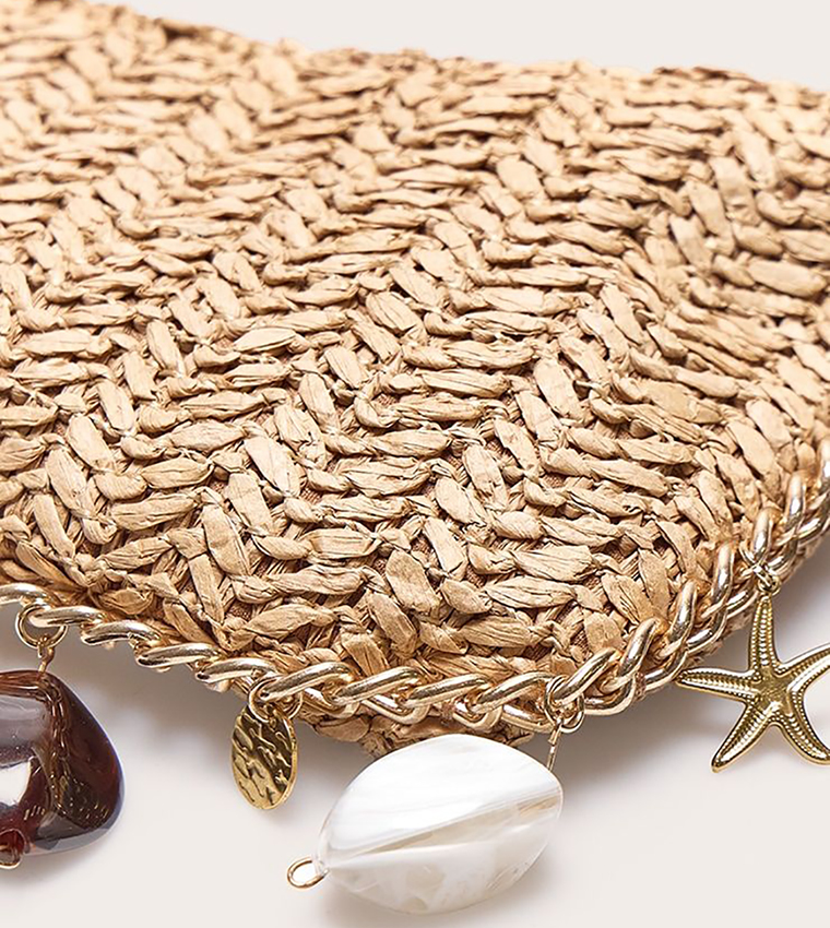 Raffia Charm Detail Shoulder Bag